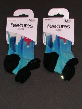 2 Pairs Feetures Elite Tab Socks Ltd Ed. City Collection Chicago 25 NWT Womens M